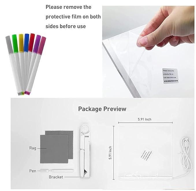 3D LED Acrylic Writing Board with Light & 7 Pens