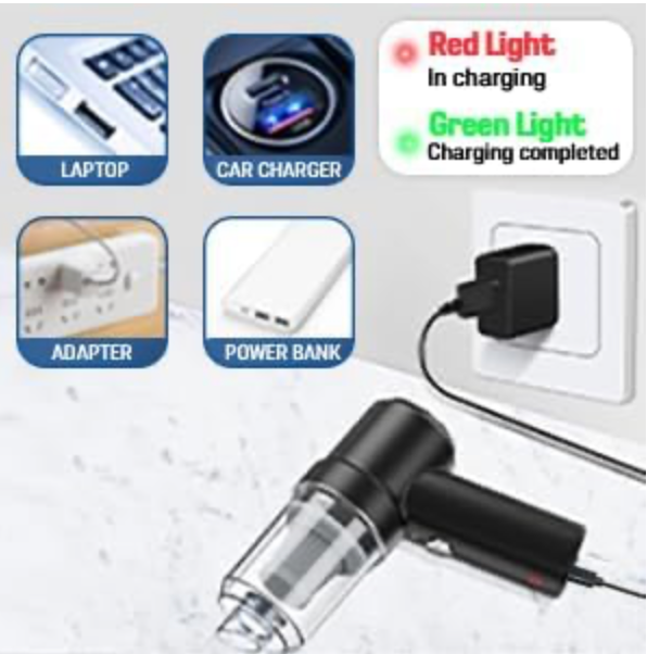 Car Vacuum Cleaner 3 in 1 with 3 Attachments & Blower