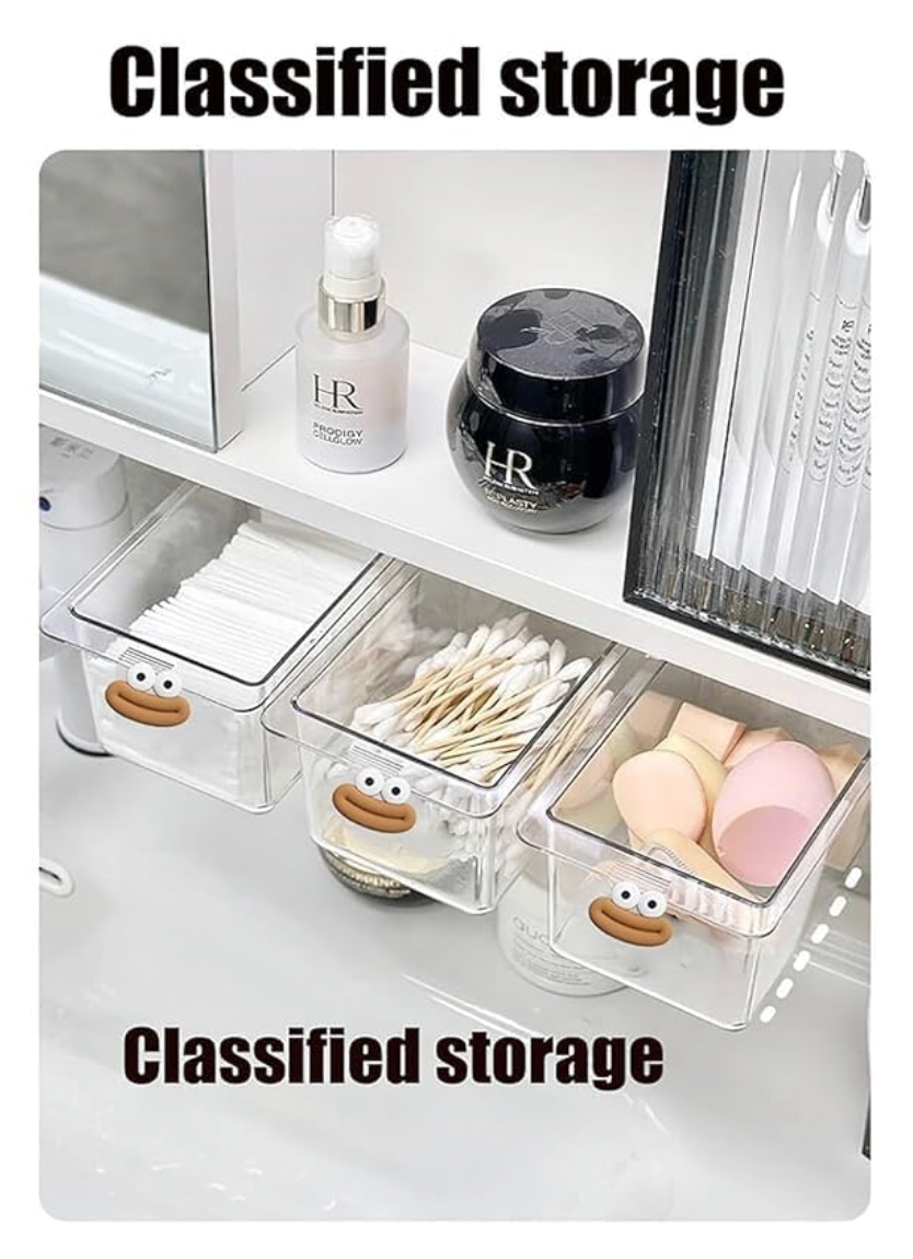 Mini Drawer Storage Box - Transparent Cartoon