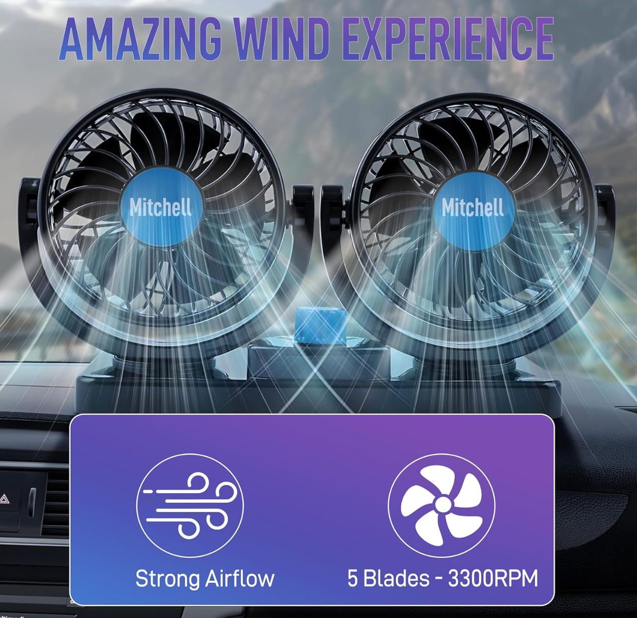 360 Degree Rotatable Car Auto Powerful Cooling Air Fan