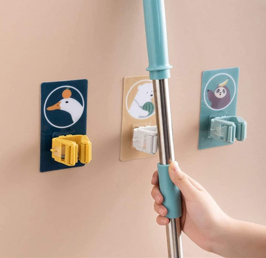 Mop Broom Holder-Wall Mounted Cartoon Mop, Broom Holders(Pack of 2)