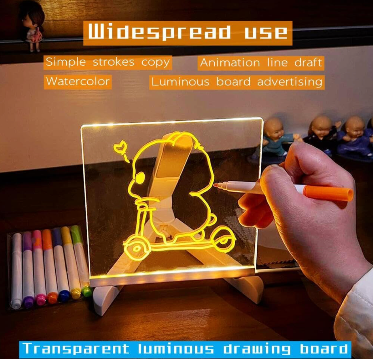 3D LED Acrylic Writing Board with Light & 7 Pens