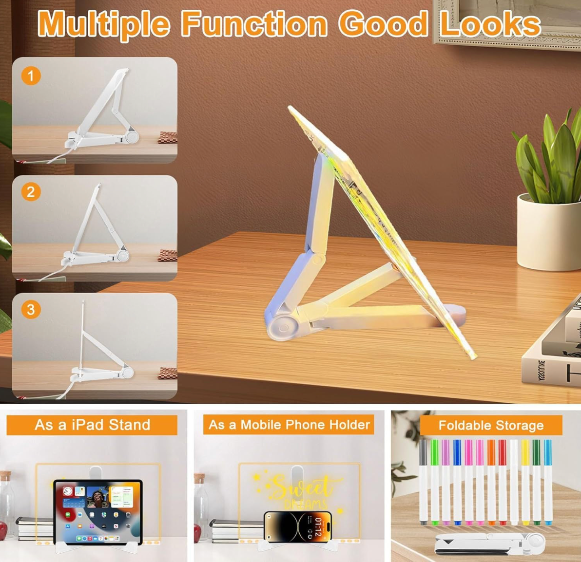 3D LED Acrylic Writing Board with Light & 7 Pens