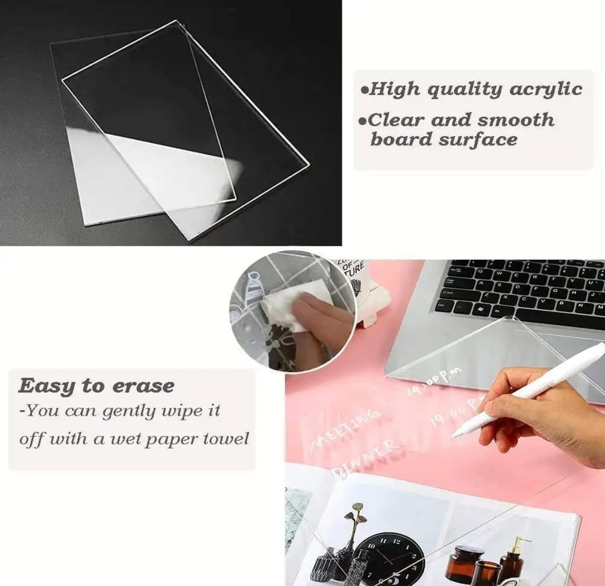 3D LED Acrylic Writing Board with Light & 7 Pens