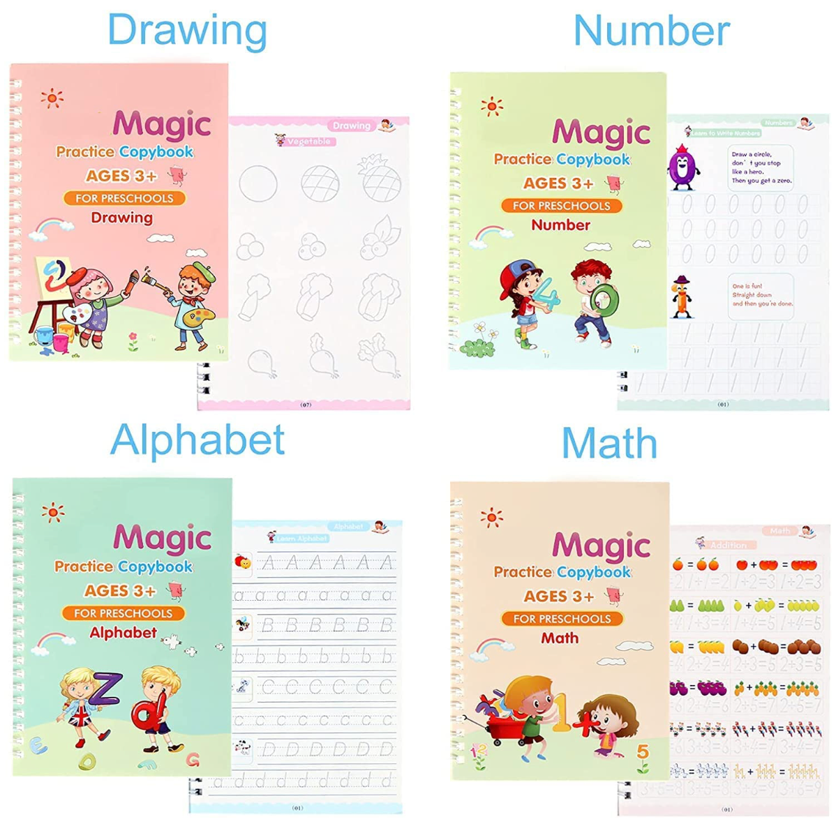 Sank Magic Practice Copybook (4 BOOK + 10 REFILL+ 1 Pen +1 Grip) Pack of 1