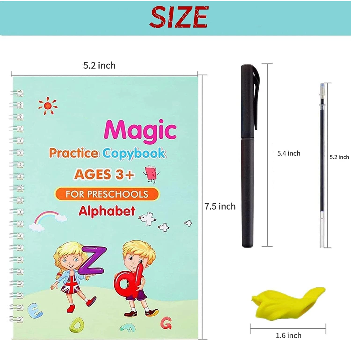 Sank Magic Practice Copybook (4 BOOK + 10 REFILL+ 1 Pen +1 Grip) Pack of 1