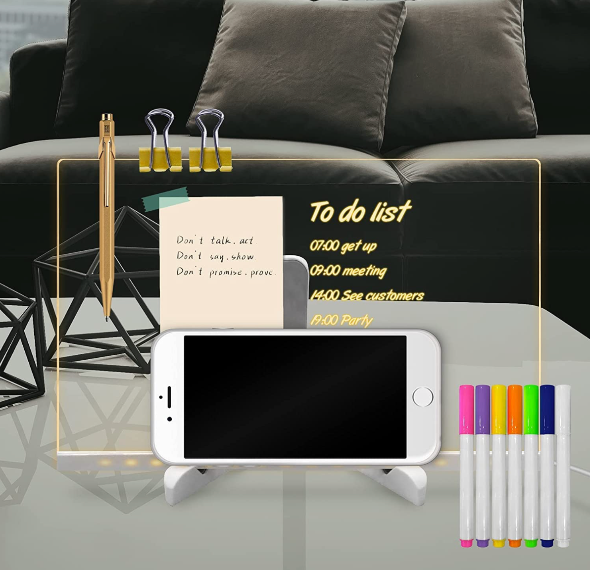 3D LED Acrylic Writing Board with Light & 7 Pens