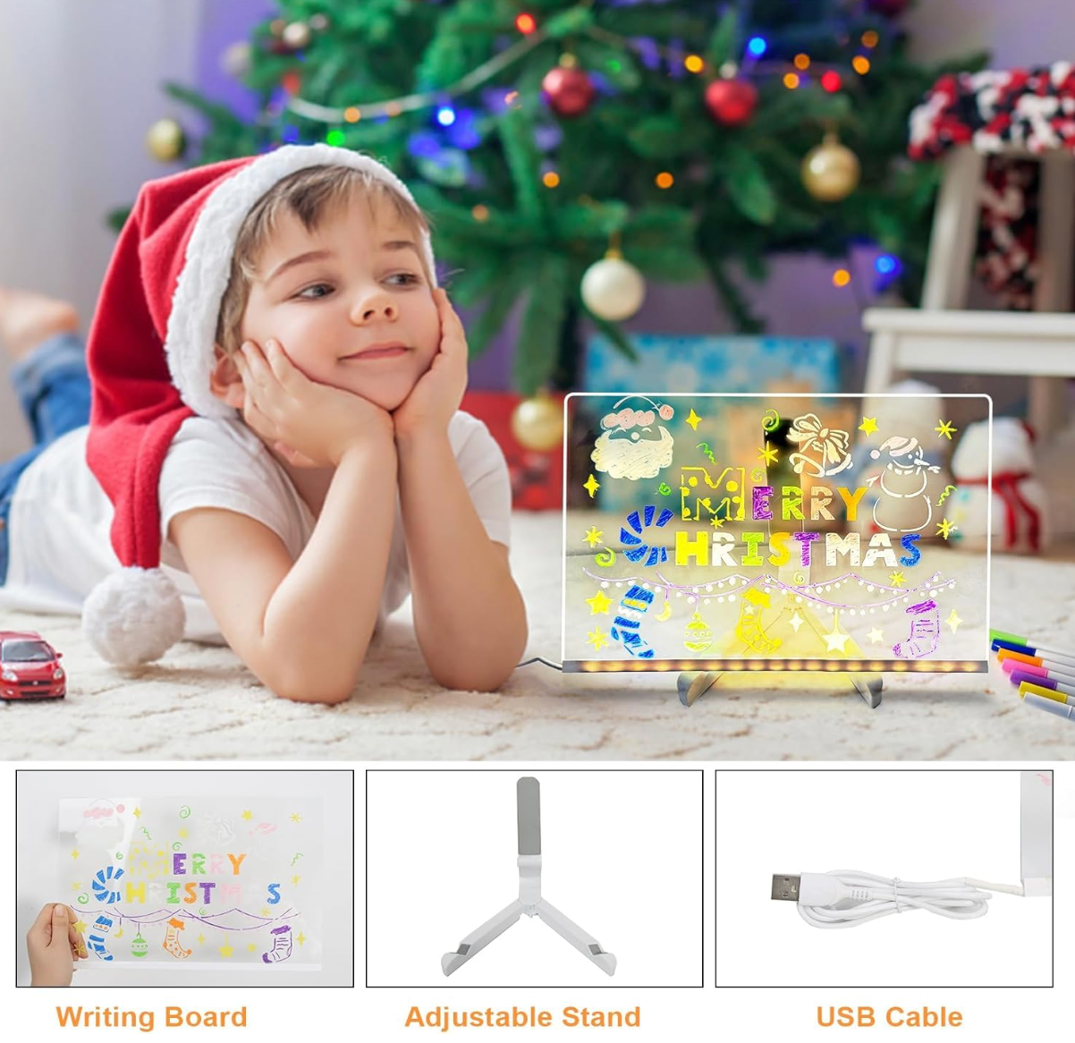 3D LED Acrylic Writing Board with Light & 7 Pens