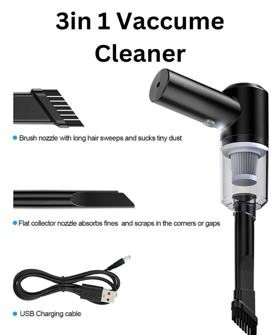 Car Vacuum Cleaner 3 in 1 with 3 Attachments & Blower