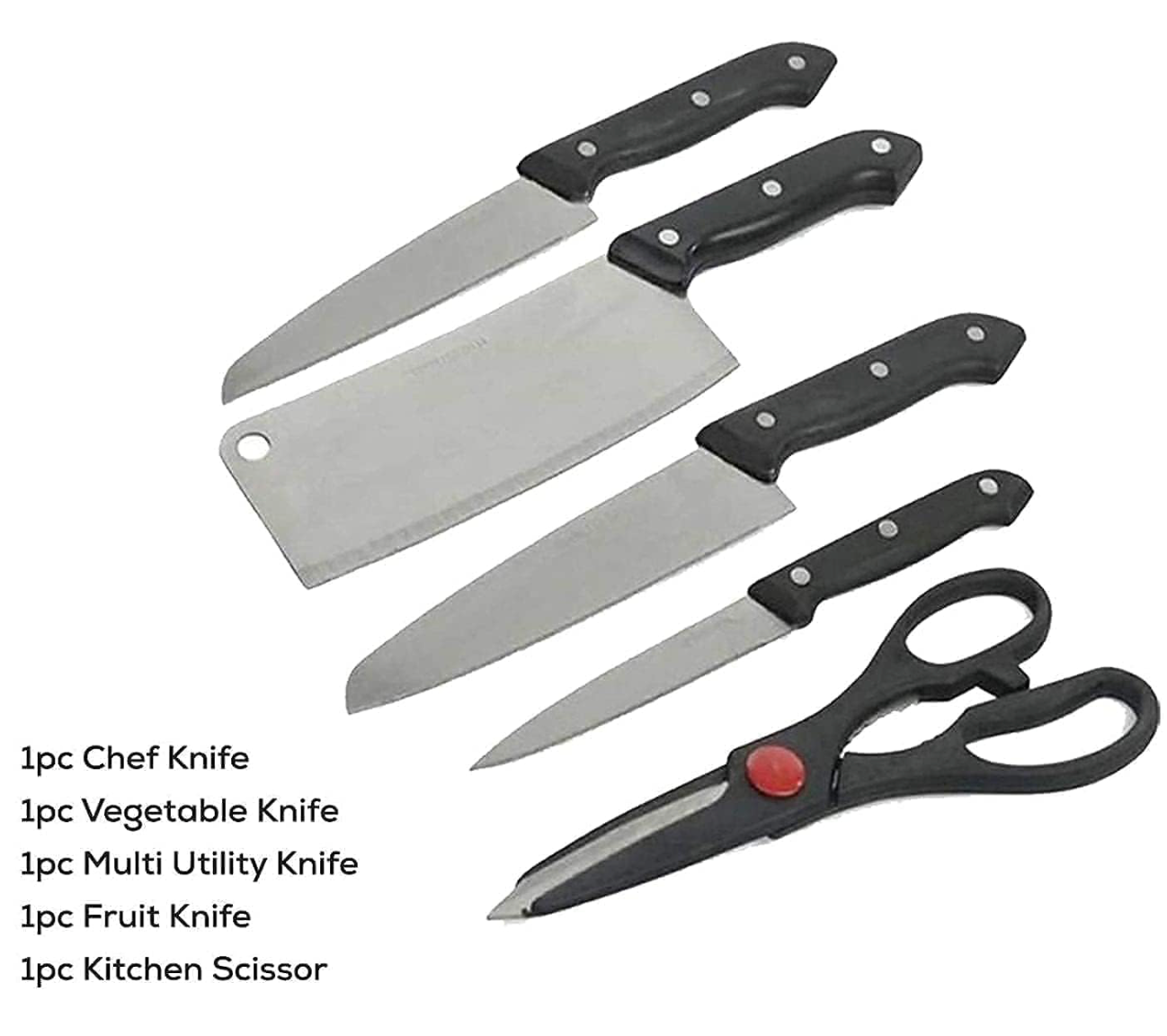 Wooden Chopping Board With 5-Pcs Knife Set