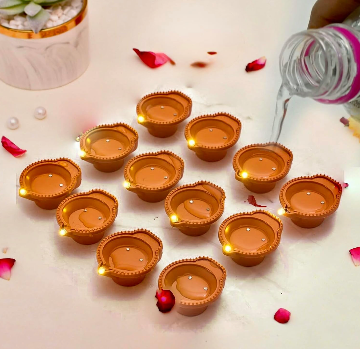 Water Sensor Electric LED Diyas (Pack of 6/12/18/24)