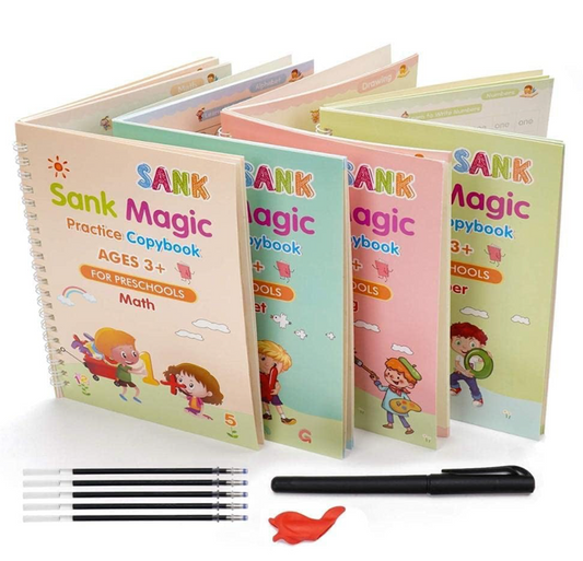 Sank Magic Practice Copybook (4 BOOK + 10 REFILL+ 1 Pen +1 Grip) Pack of 1